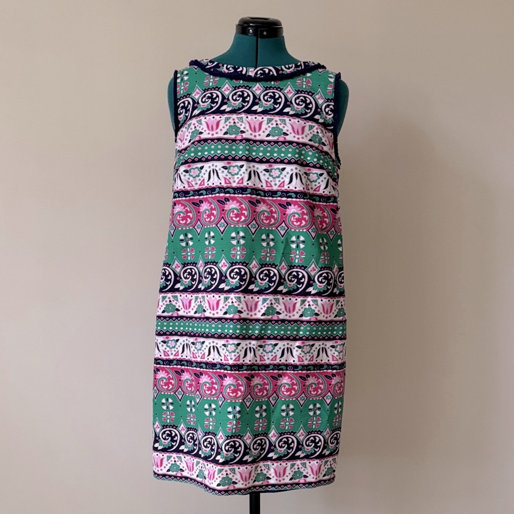Talbots | 99% Cotton Sleeveless Fringed Sheath Dress in Floral Paisley | Size 12